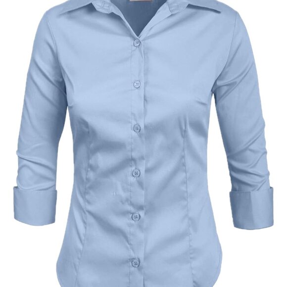 Brooks Brothers Womens Sz 8 Wrinkle-Free Button-Down Blouse 3/4 Sleeve Shirt EUC - Picture 2 of 11